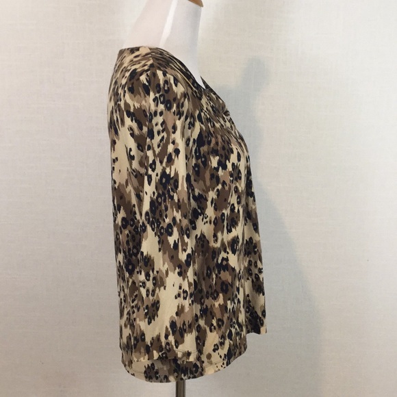 Rafaella leopard-print cowl neck 3/4 sleeve top - Picture 5 of 8